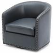 Tyler Midnight Blue Faux Leather Swivel Arm Chair with Nailhead Trim