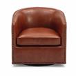 Tyler Caramel Brown Faux Leather Swivel Arm Chair with Nailhead Trim