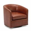 Tyler Caramel Brown Faux Leather Swivel Arm Chair with Nailhead Trim
