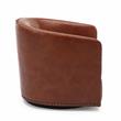 Tyler Caramel Brown Faux Leather Swivel Arm Chair with Nailhead Trim