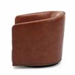 Tyler Caramel Brown Faux Leather Swivel Arm Chair with Nailhead Trim