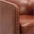 Tyler Caramel Brown Faux Leather Swivel Arm Chair with Nailhead Trim