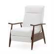 Solaris Wood Arm Milky White Faux Leather Wood Arm Push Back Recliner