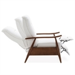 Solaris Wood Arm Milky White Faux Leather Wood Arm Push Back Recliner