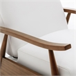 Solaris Wood Arm Milky White Faux Leather Wood Arm Push Back Recliner
