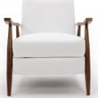 Solaris Wood Arm Milky White Faux Leather Wood Arm Push Back Recliner