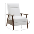 Solaris Wood Arm Milky White Faux Leather Wood Arm Push Back Recliner