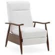 Solaris Wood Arm Milky White Faux Leather Wood Arm Push Back Recliner