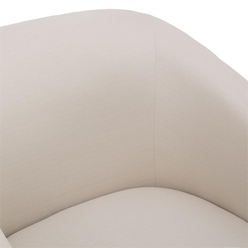 Elm Ivory Woven Polyester Fabric Skirted 360-degree Swivel Accent Chair