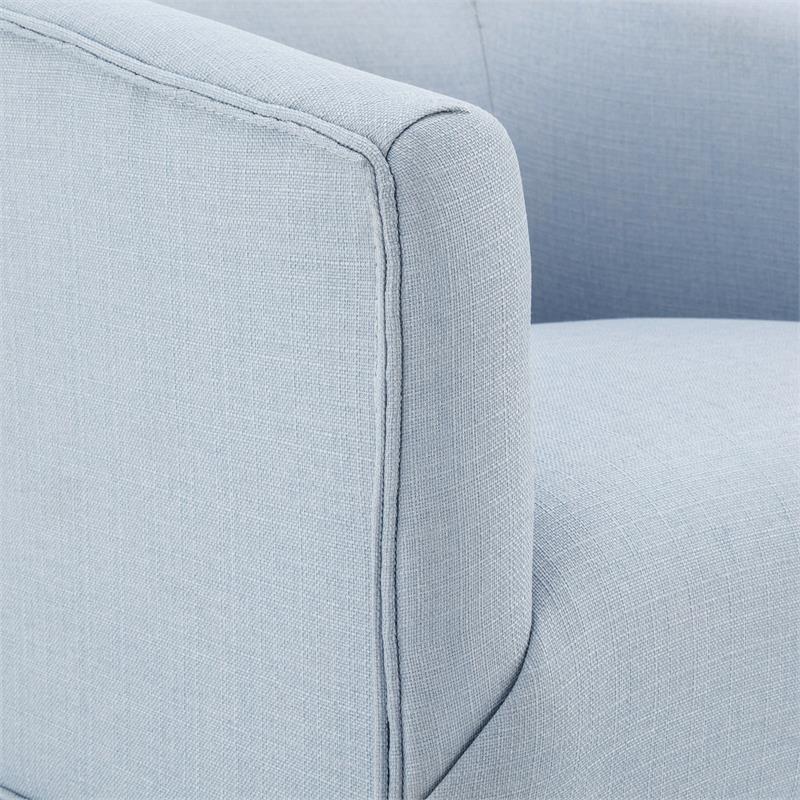 Elm Sky Blue Woven Polyester Fabric Skirted 360-degree Swivel Accent Chair