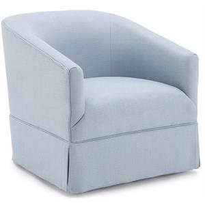 elm sky blue fabric skirted accent swivel chair