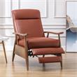 Fairview Caramel Top Grain Leather Chestnut Wood Arm Push Back Recliner