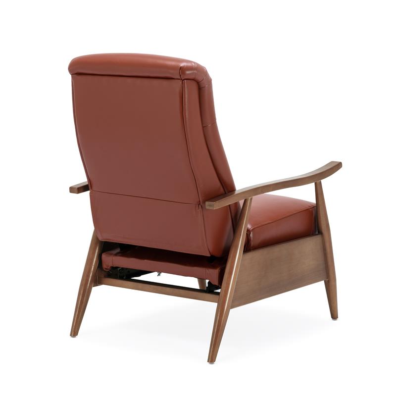 Fairview Caramel Top Grain Leather Chestnut Wood Arm Push Back Recliner