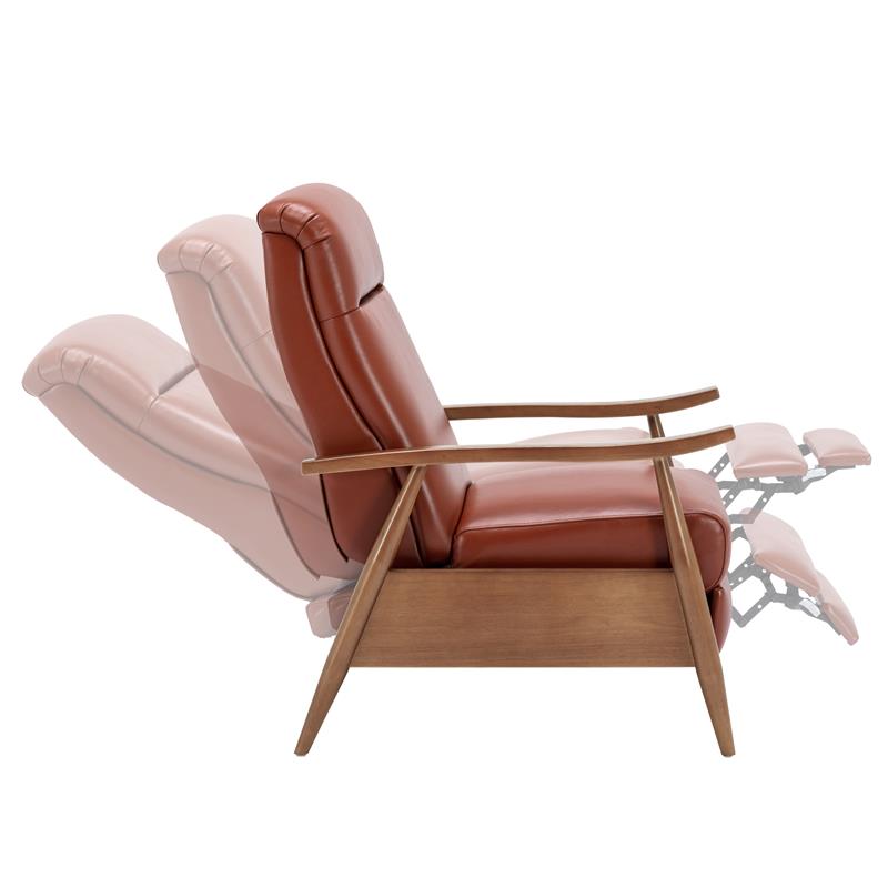 Fairview Caramel Top Grain Leather Chestnut Wood Arm Push Back Recliner