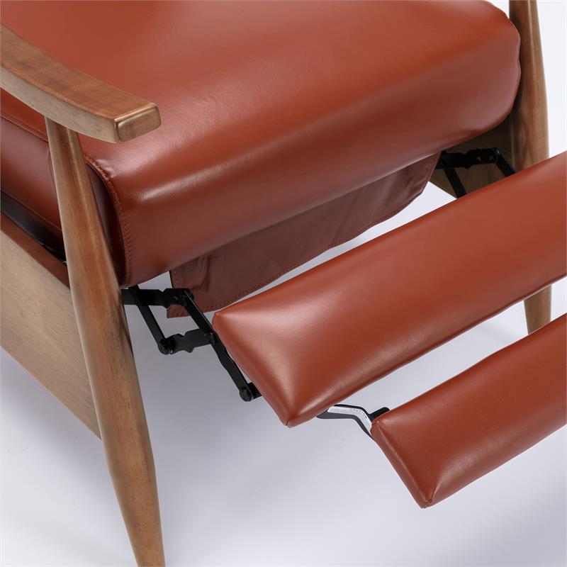 Fairview Caramel Top Grain Leather Chestnut Wood Arm Push Back Recliner