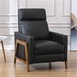 Reed Black Top Grain Leather Exposed Wood Frame Push Back Recliner