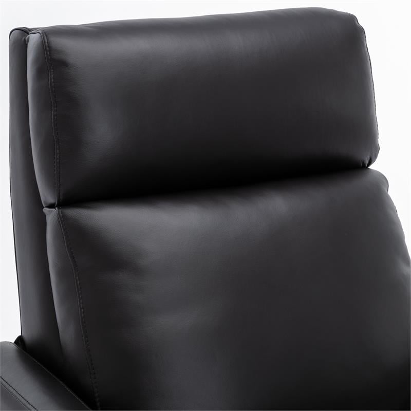 Reed Black Top Grain Leather Exposed Wood Frame Push Back Recliner