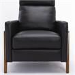 Reed Black Top Grain Leather Exposed Wood Frame Push Back Recliner
