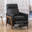 Reed Black Top Grain Leather Exposed Wood Frame Push Back Recliner