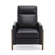Reed Black Top Grain Leather Exposed Wood Frame Push Back Recliner