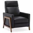 Reed Black Top Grain Leather Exposed Wood Frame Push Back Recliner