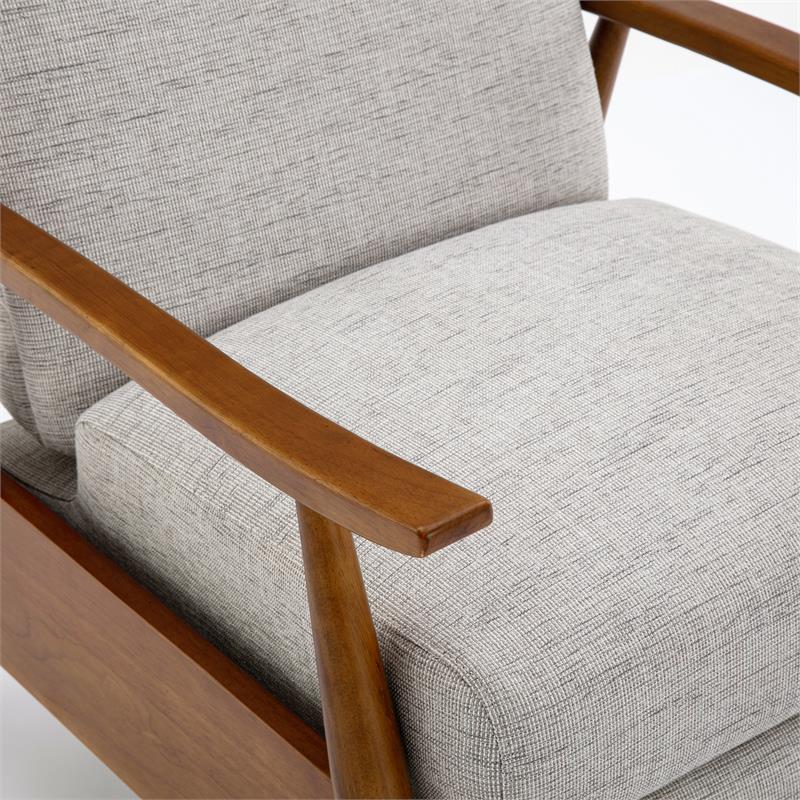 Terni Wood Arm Push Back Recliner in Sea Oat Beige Performance Fabric