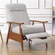 Terni Wood Arm Push Back Recliner in Sea Oat Beige Performance Fabric