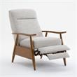 Terni Wood Arm Push Back Recliner in Sea Oat Beige Performance Fabric