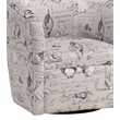 Beach Harbor Gray Coastal Patterned Polyester Fabric Swivel Accent Chair