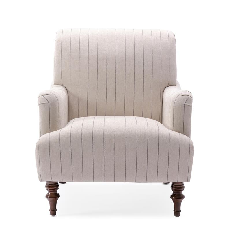 Seville Sea Oat Beige with Charcoal Stripe Polyester Fabric Arm Chair