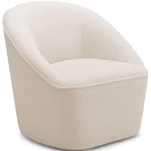 andria milky white boucle fabric swivel accent chair