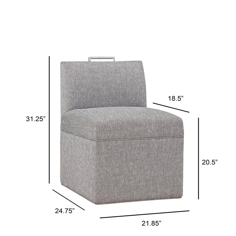 Comfort Pointe Delray Modern Fabric Upholstered Caster Chair in Ashen Gray
