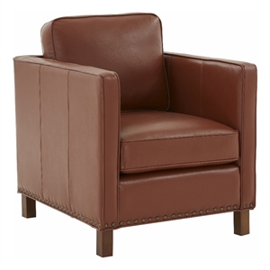 cheshire caramel top grain leather arm chair with wooden legs