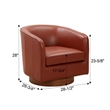 Taos Caramel  100 percent Top Grain Leather Wood Base Swivel Barrel Chair