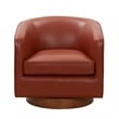 Taos Caramel  100 percent Top Grain Leather Wood Base Swivel Barrel Chair