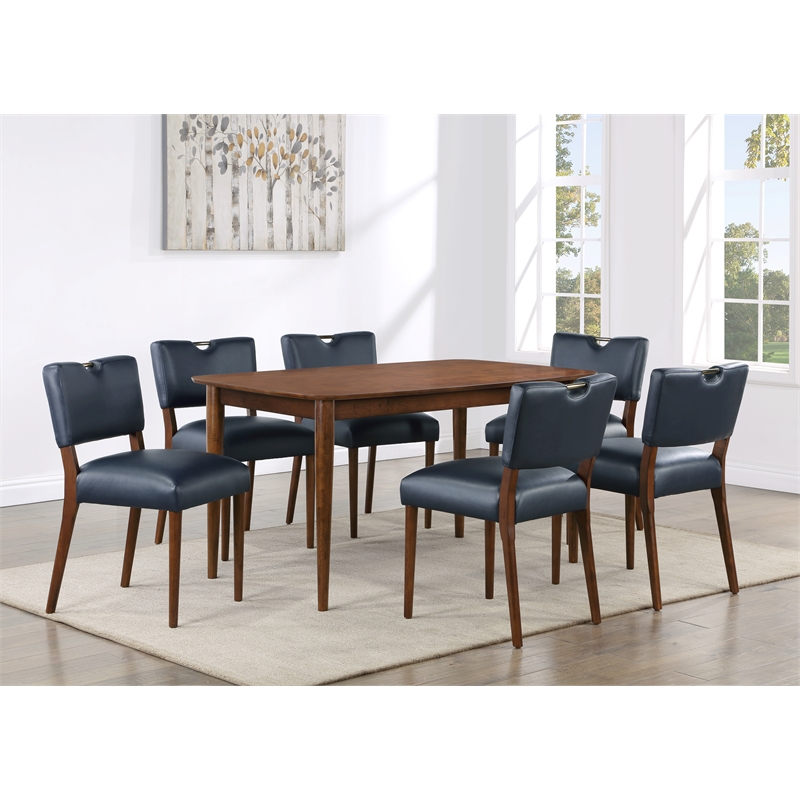 Comfort Pointe Bonito Midnight Blue Faux Leather Dining Chair - Set of 2