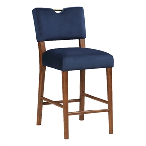 comfort pointe bonito navy blue polyester velvet counter height bar stool