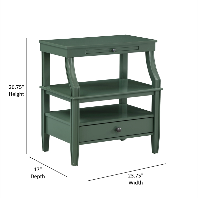 Comfort Pointe Newton Vintage Green Wood 1-drawer Storage Nightstand