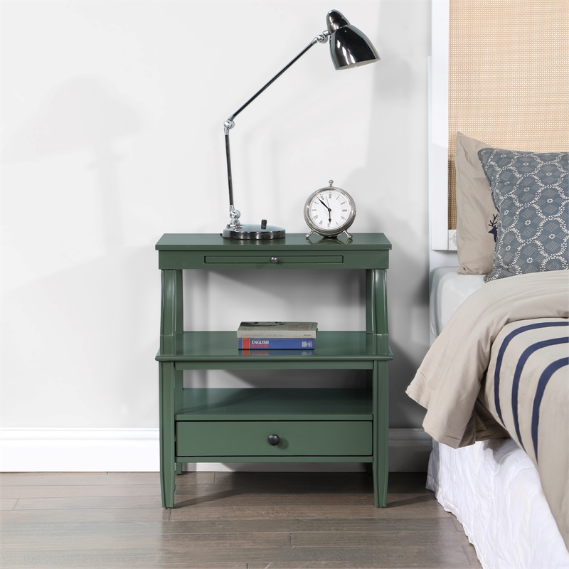 Comfort Pointe Newton Vintage Green Wood 1-drawer Storage Nightstand