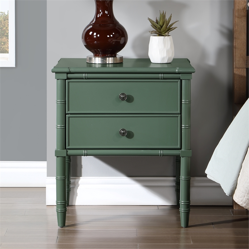 Comfort Pointe Ellison Vintage Green Wood 2-drawer Coastal Style Nightstand
