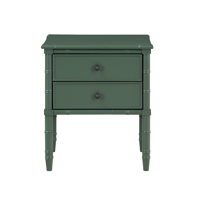 Comfort Pointe Ellison Vintage Green Wood 2-drawer Coastal Style Nightstand