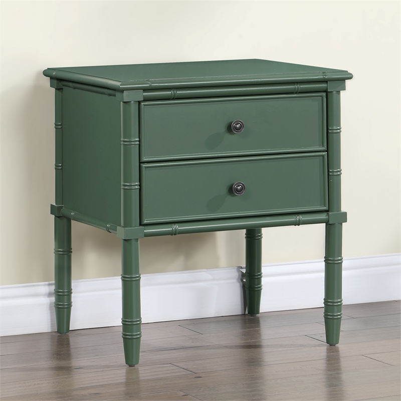 Comfort Pointe Ellison Vintage Green Wood 2-drawer Coastal Style Nightstand
