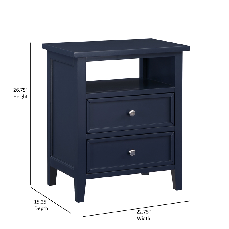 Comfort Pointe Walker Midnight Blue Wood 2-drawer Nightstand