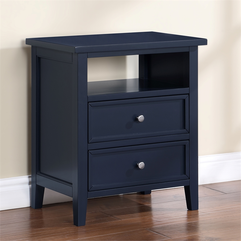 Comfort Pointe Walker Midnight Blue Wood 2-drawer Nightstand