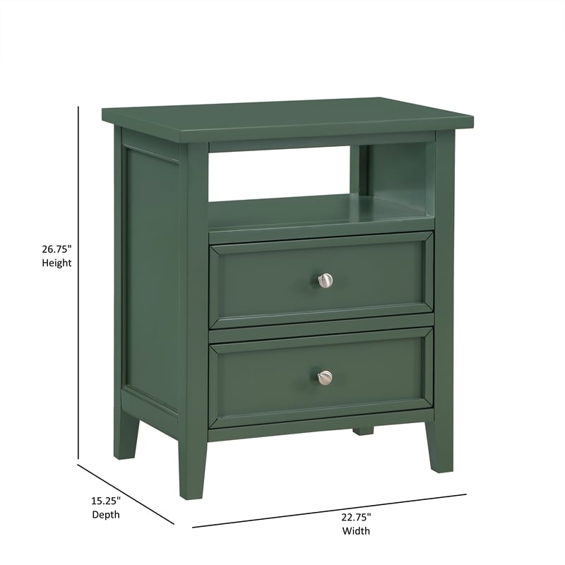 Comfort Pointe Walker Vintage Green Wood 2-drawer Nightstand