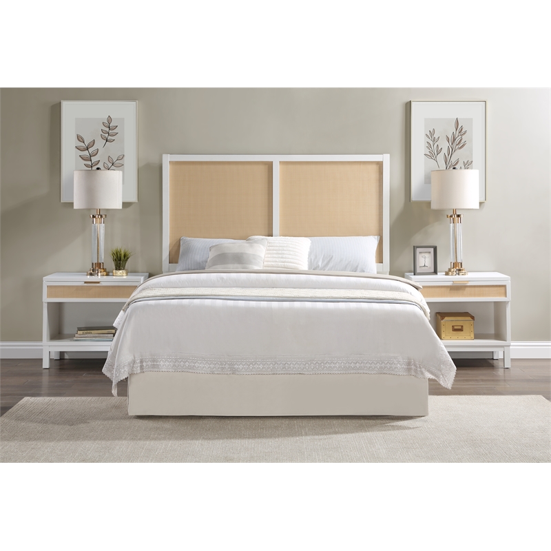 Comfort Pointe Bayport Cane and White Wood Queen - Full Headboard