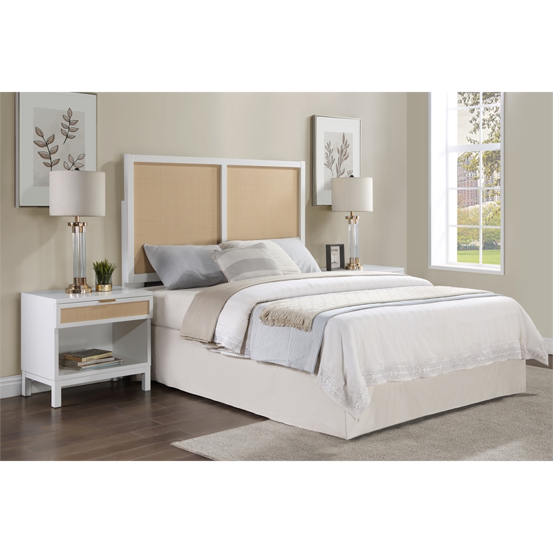 Comfort Pointe Bayport Cane and White Wood Queen - Full Headboard