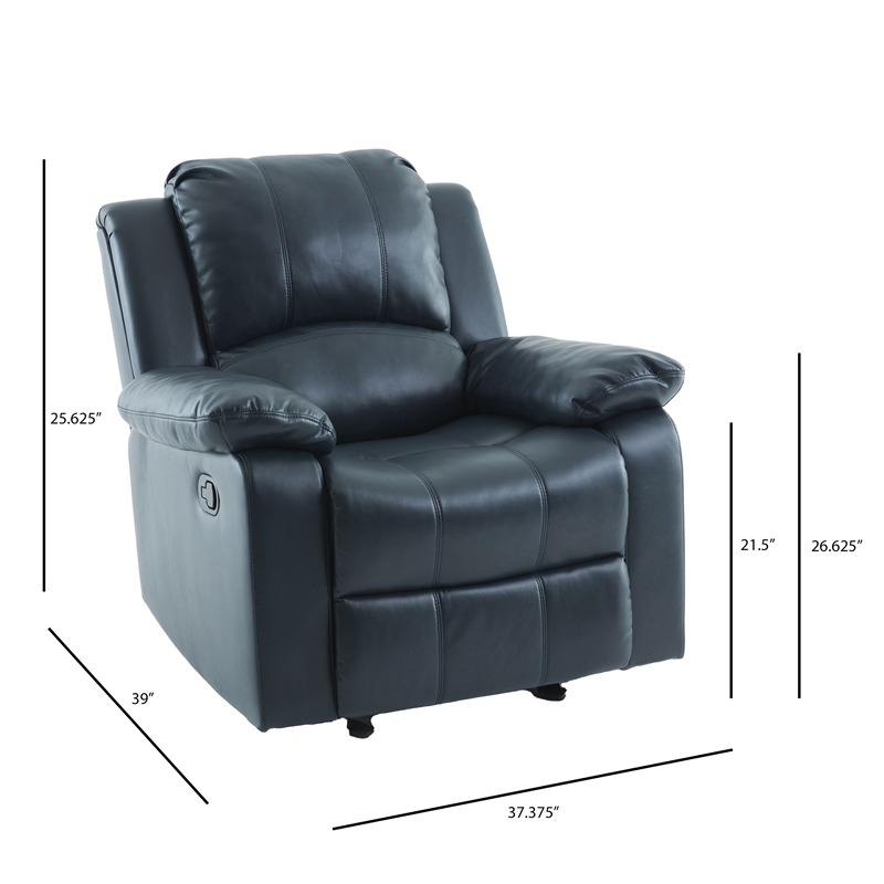 Comfort Pointe Clifton Faux Leather Glider Rocker Recliner in Midnight Blue