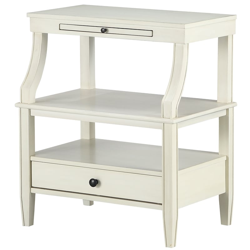 Comfort Pointe Newton Wood Storage Nightstand in Antique White - Set of 2