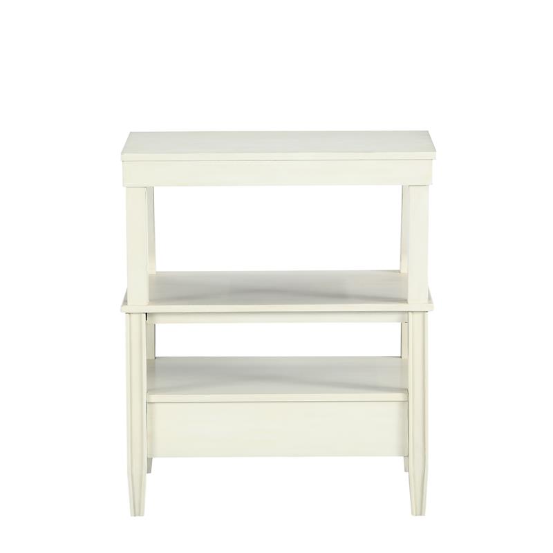 Comfort Pointe Newton Wood Storage Nightstand in Antique White - Set of 2